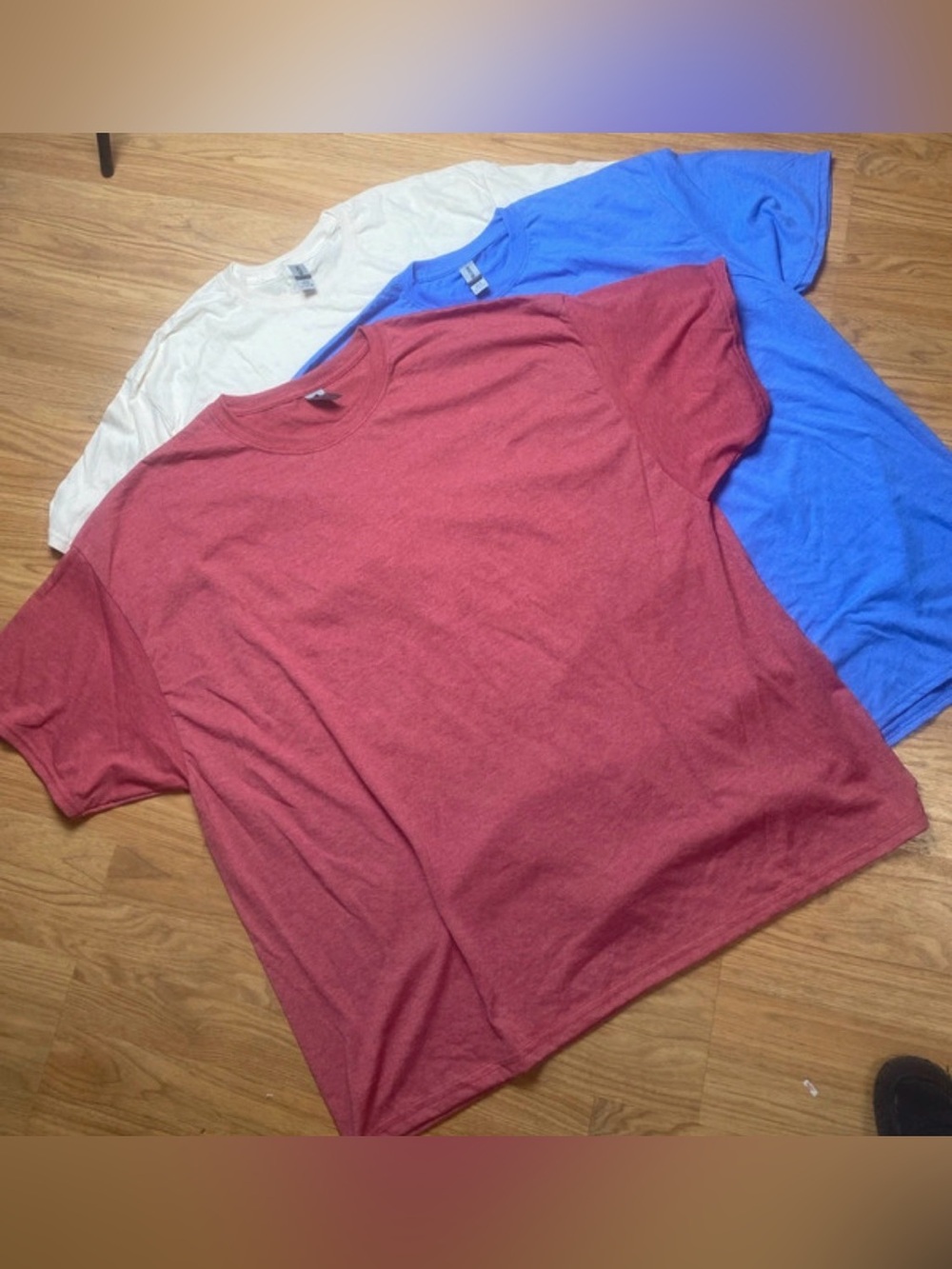 Gildan Crew Neck T-Shirts - Red, off white & blue 2XL NWOT